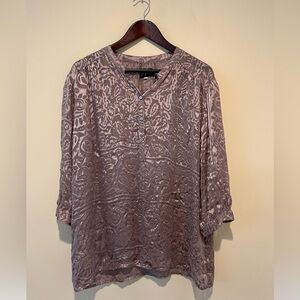 Biya Semi Sheer Purple Shade Button Front Silk Blouse Size S